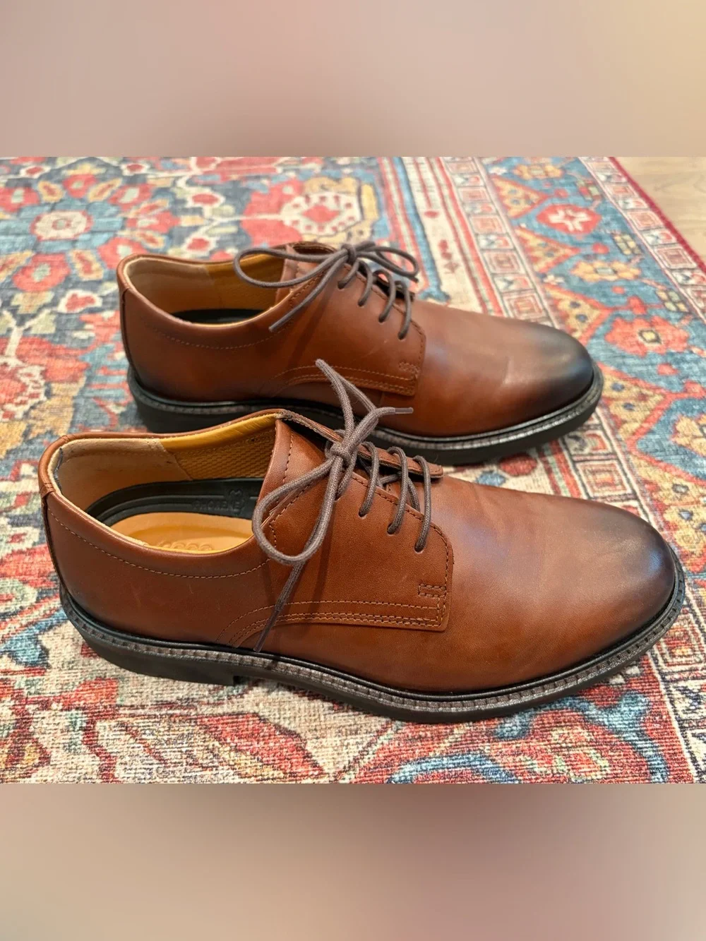 Ecco Men's Brown Leather Derby Dress Shoes UK 39 US 5-5.5